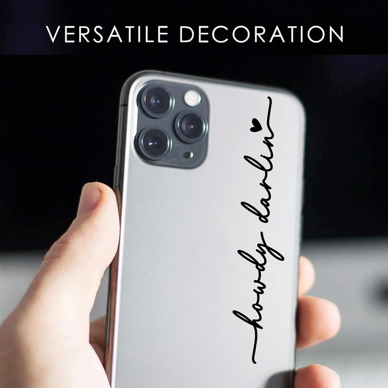 CYLDGNS 3 x Car Rear Mirror Vinyl Decal Stickers Water Bottle Decor Cute Laptop Sticker Aesthetic Tumbler Positive Affirmation Decal Car Rearview for Women Gift for Her (Black, Howdy Darlin) - Image 5
